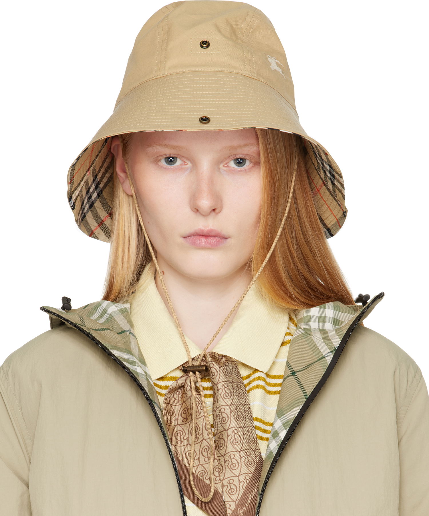 Klobúk Burberry Burberry Check Brim Gabardine Bucket Hat Béžová | 8112365, 0