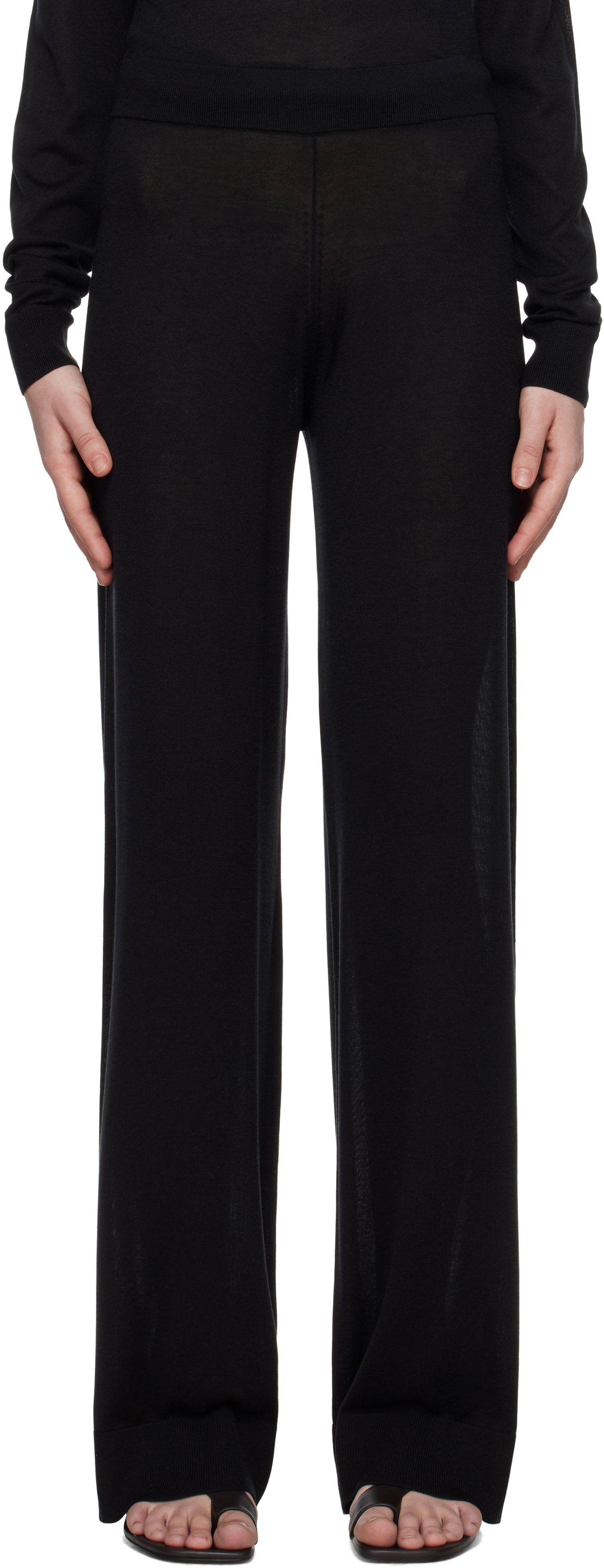 Nohavice TOTEME TOTEME Wide Knit Trousers Čierna | 252-WRB0258-YA0151, 0