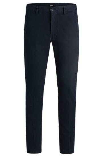 Nohavice BOSS Slim-Fit Cotton-Blend Trousers Navy | 50521257, 0