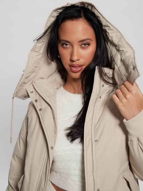 Prešívaná bunda GUESS Hooded Long Béžová | W3BL77WFVW0, 0