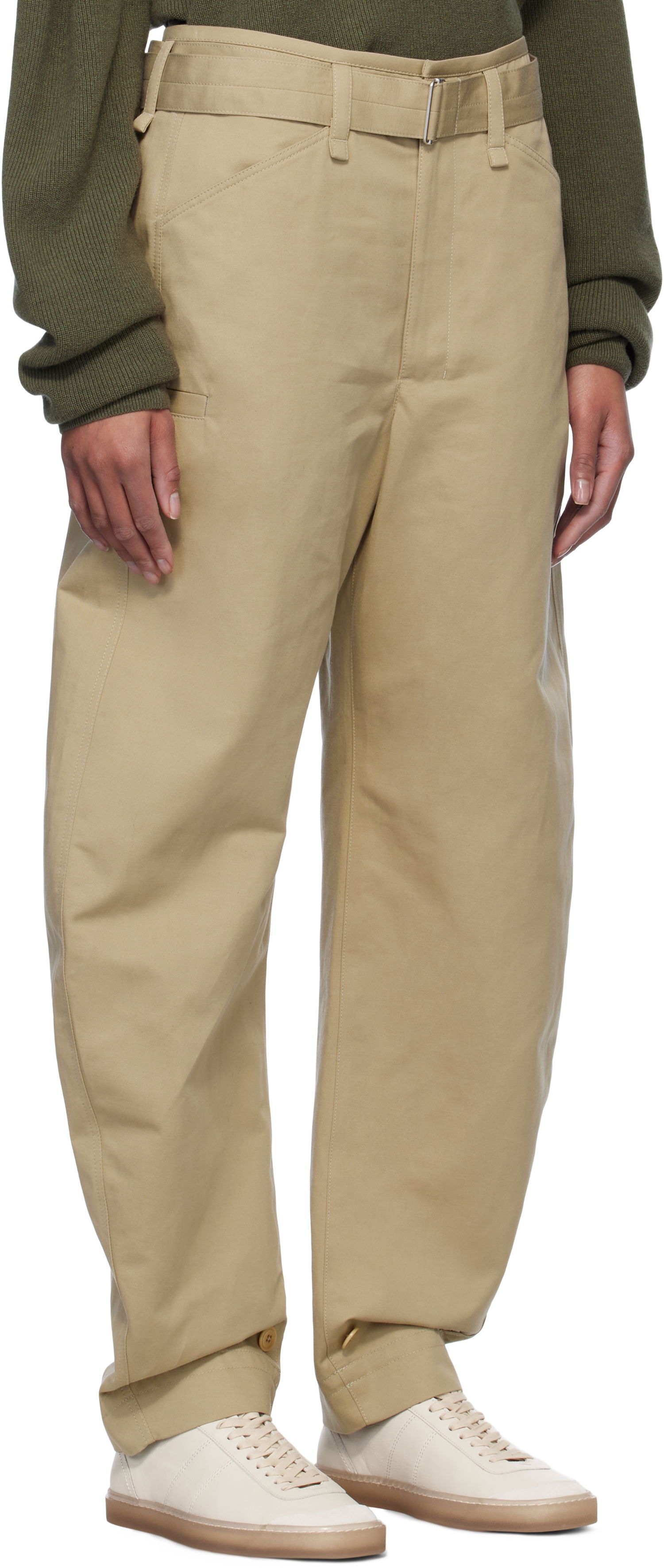 Cargo nohavice LEMAIRE Lemaire Belted Tapered Trousers Béžová | PA1159 LF1309, 1