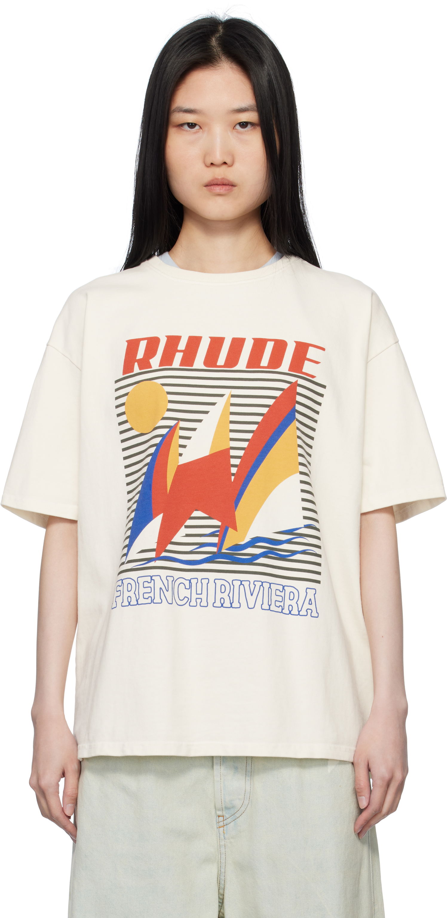 Tričko Rhude Rhude Poster Print T-Shirt Béžová | RHPS25TT10012, 0