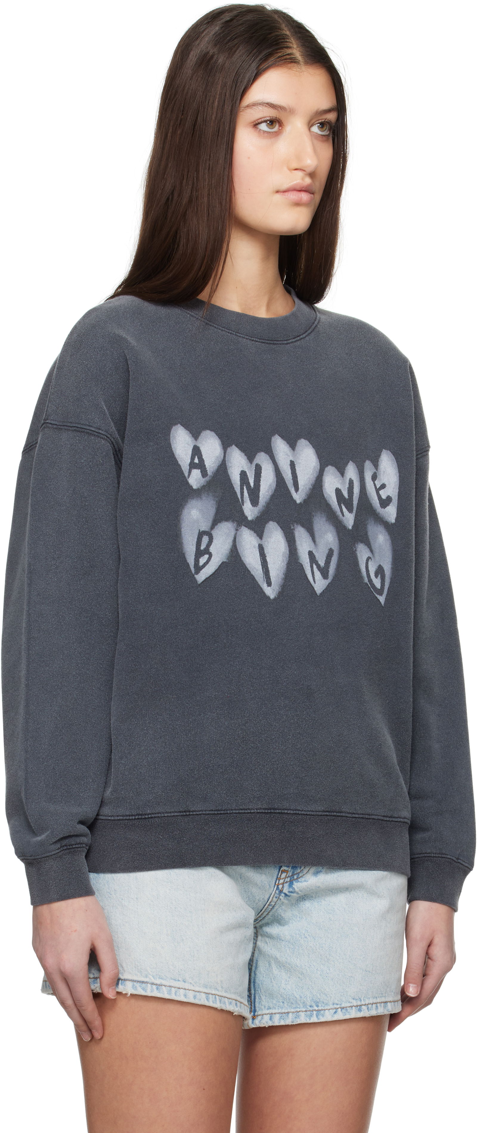 ANINE BING Spencer Hearts Sweatshirt