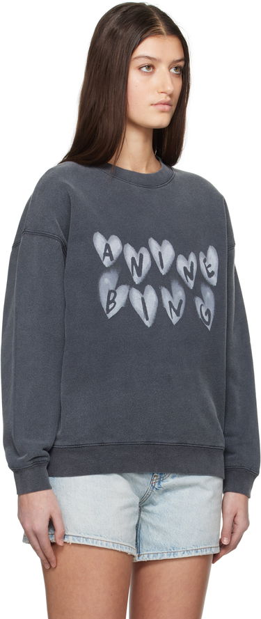Mikina Anine Bing ANINE BING Spencer Hearts Sweatshirt Šedá | A-08-10517-WBL1, 1