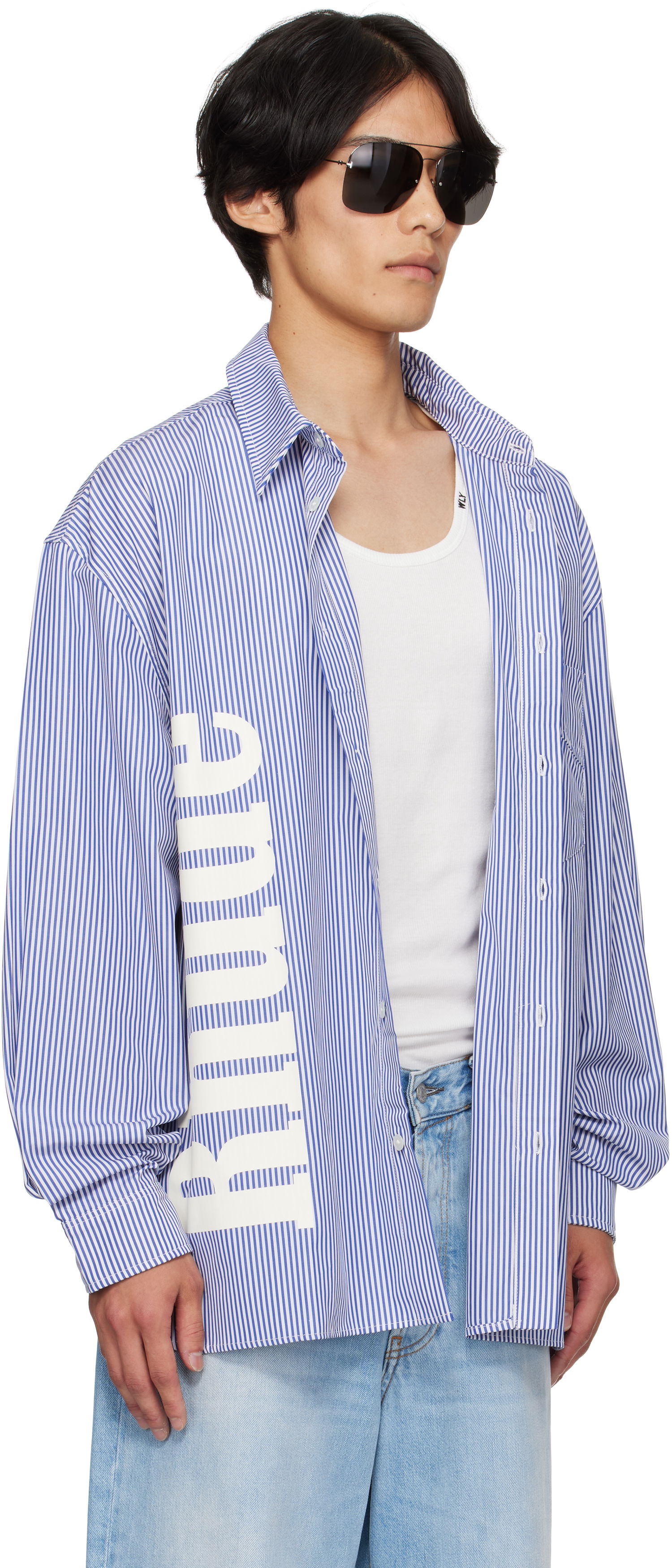 Košeľa Rhude Rhude Side Logo Long Sleeve Shirt Modrá | RHPF25SR10012, 1