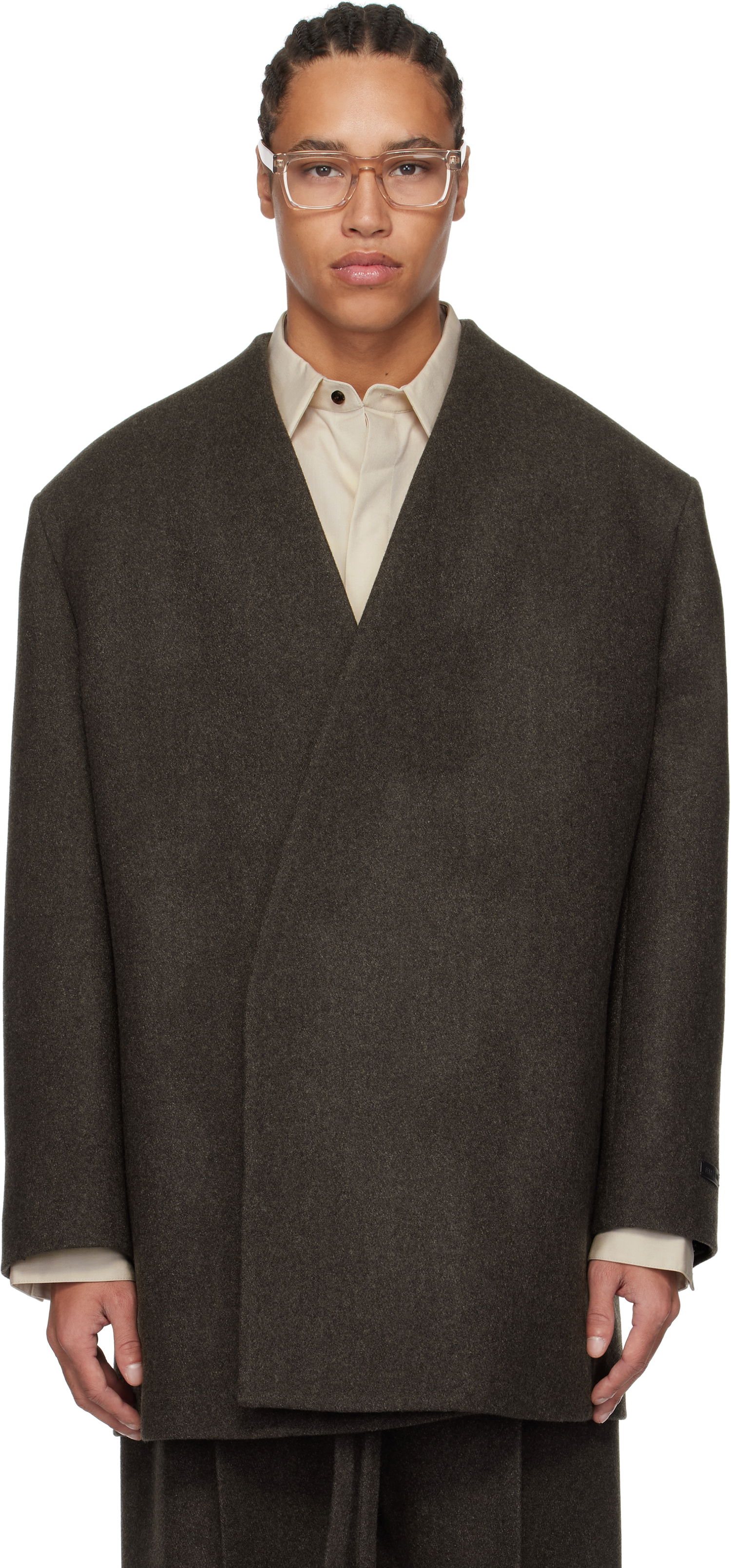 Kabáty Fear of God Fear of God Collarless Coat Hnedá | FGE260-603HCT, 0