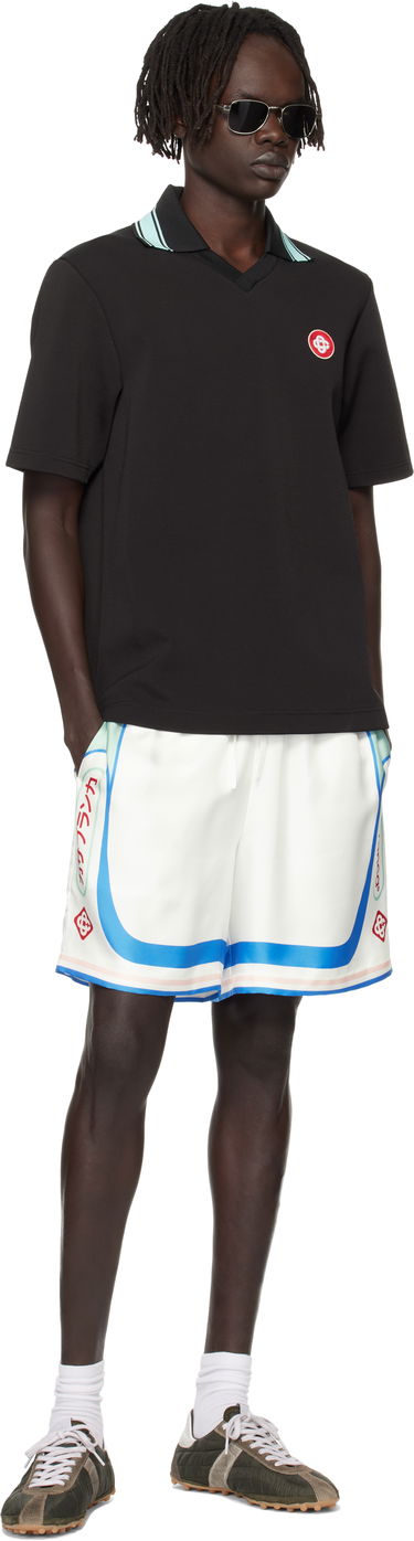 Polo tričko Casablanca Casablanca Double V-Neck Short Sleeve Polo Čierna | MPF25-JTP-381-01, 3