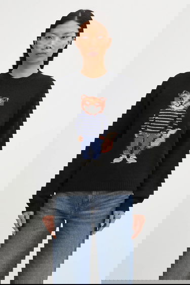 Sveter MAISON KITSUNÉ Dressed Fox Intarsia Wool Sweater Čierna | PW00812KH0002, 0