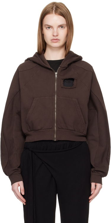 Mikina Ottolinger Ottolinger Distressed Zip Hoodie Hnedá | 115-600415-02, 0