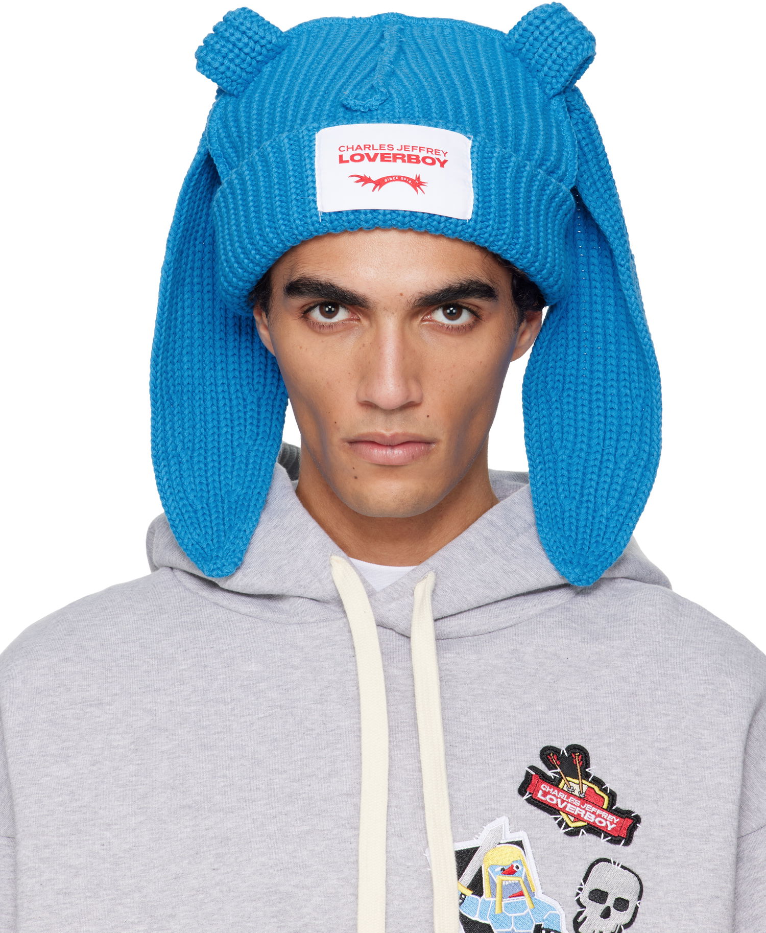 Kulicha Charles Jeffrey Loverboy Charles Jeffrey LOVERBOY Chunky Knit Rabbit Ear Beanie Modrá | 052130205, 0