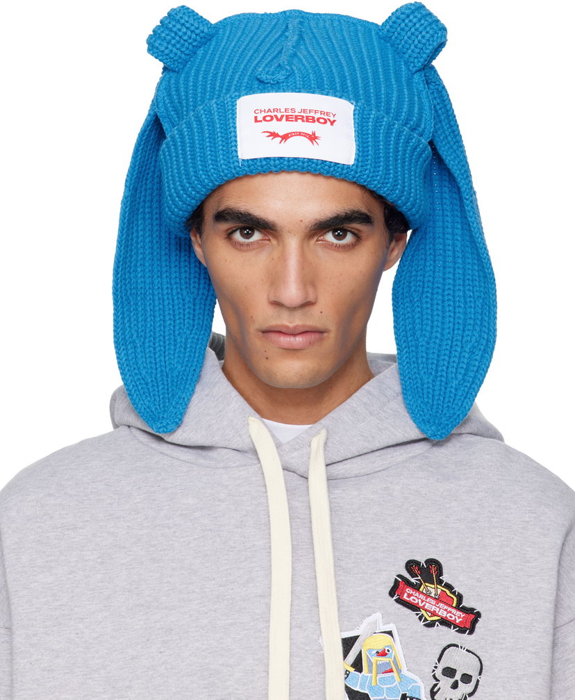 Kulicha Charles Jeffrey Loverboy Charles Jeffrey LOVERBOY Chunky Knit Rabbit Ear Beanie Modrá | 052130205