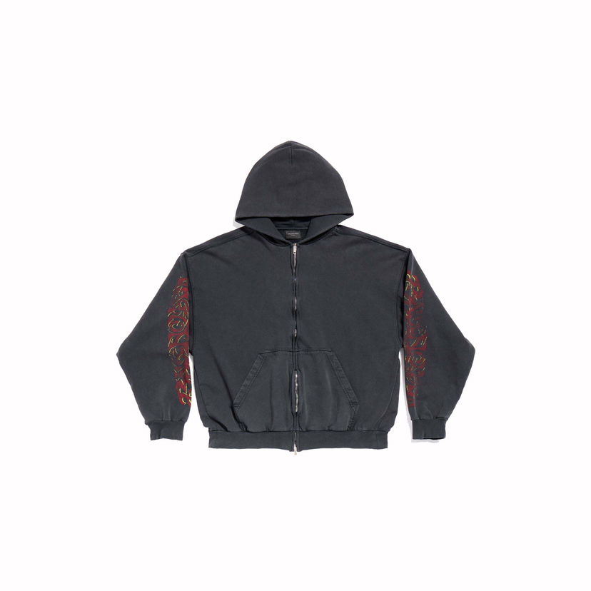 Mikina Balenciaga Offshore Zip-Up Hoodie Čierna | 770939TPVM91568