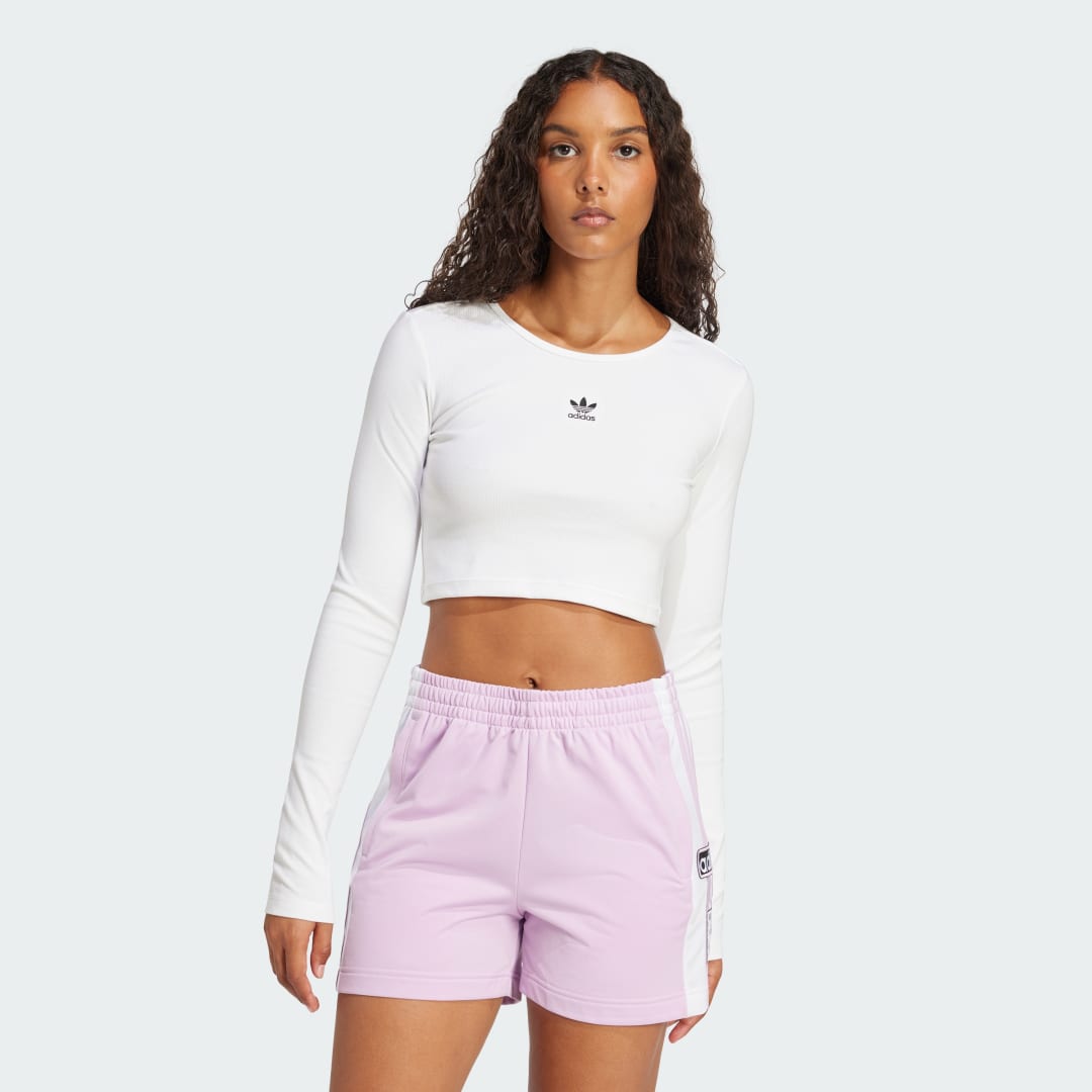 Crop Top adidas Performance Essentials Ribbed Crop Long Sleeve T-Shirt Biela | JC9011, 0