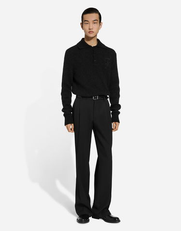 Polo tričko Dolce & Gabbana Polo-shirt Long-sleeved Embroidered Logo Šedá | GXZ48ZJFMIMN1254, 1