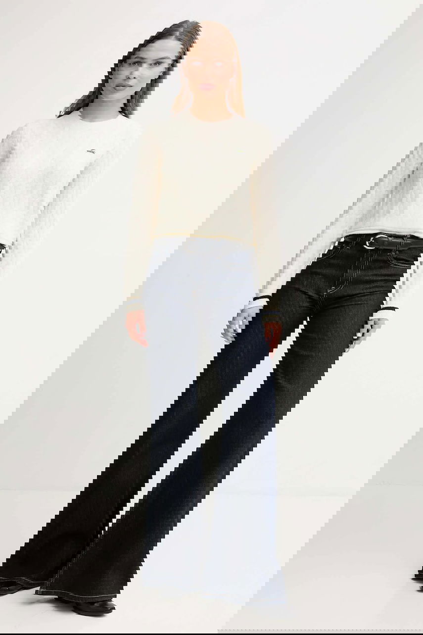 Sveter Lacoste Wool Blend Cable Knit Cropped Sweater Biela | AF4159, 1