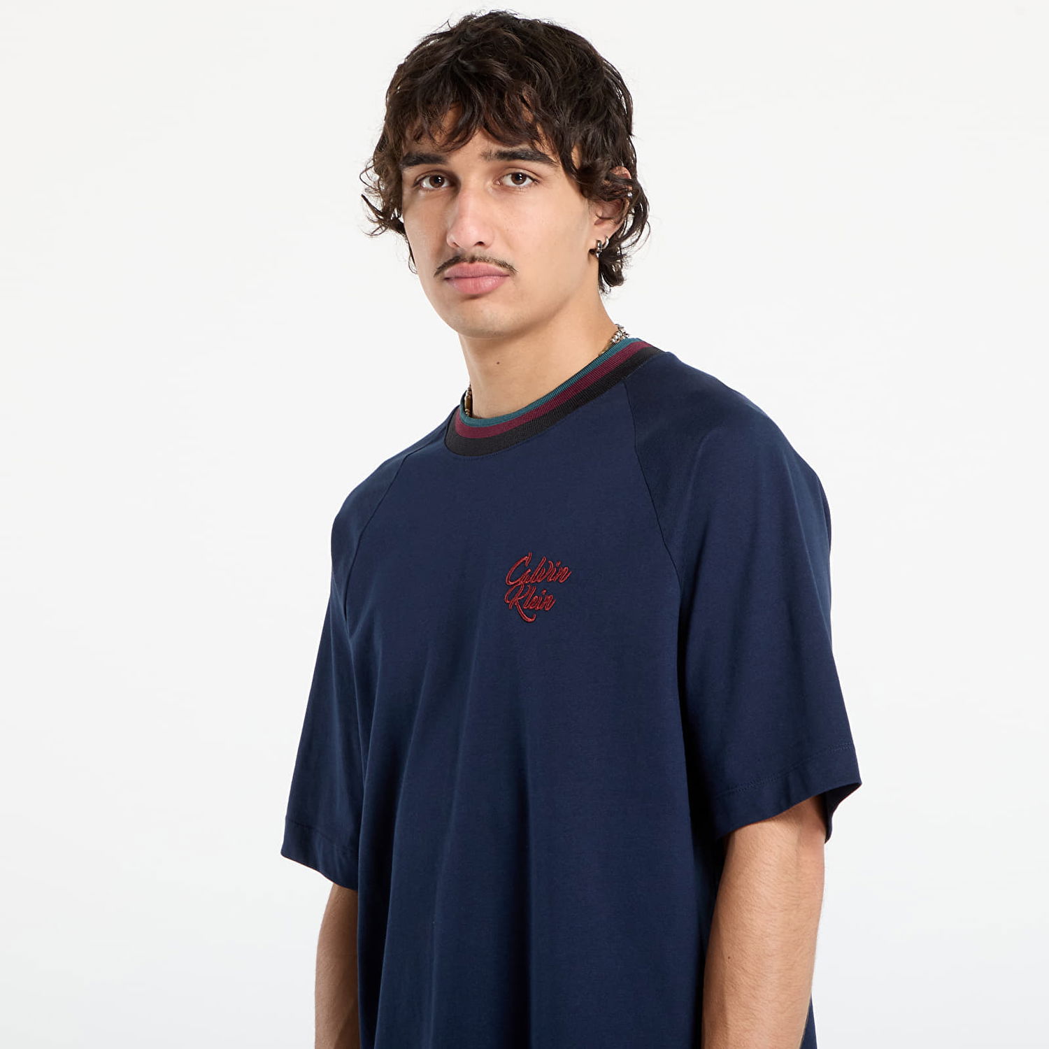 Tričko CALVIN KLEIN Calvin Klein Jeans Men's Tipped Neck T-Shirt Navy | LV04RD237G CEF, 1
