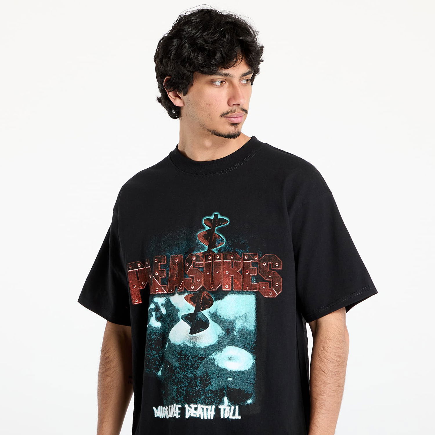 Tričko Pleasures PLEASURES Migraine Graphic Tee Čierna | P25SU056 BLACK, 1