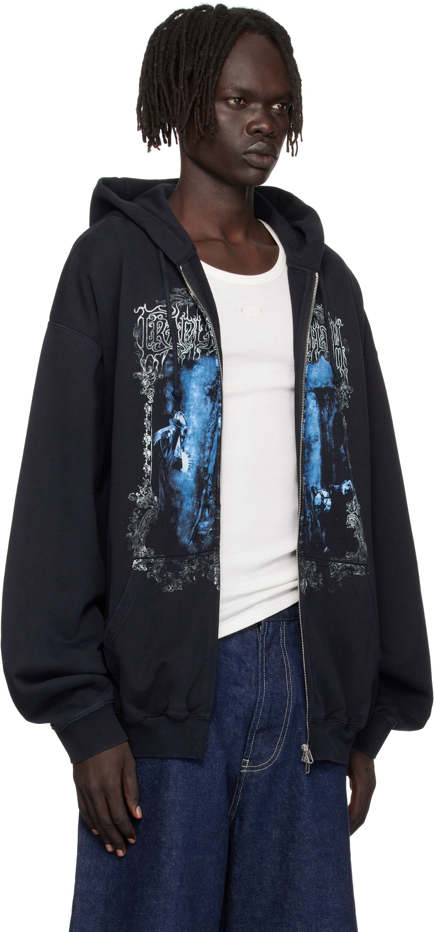 Mikina VETEMENTS VETEMENTS Cradle of Filth Oversized Zip-Up Hoodie Čierna | UCF76ZU800B, 1