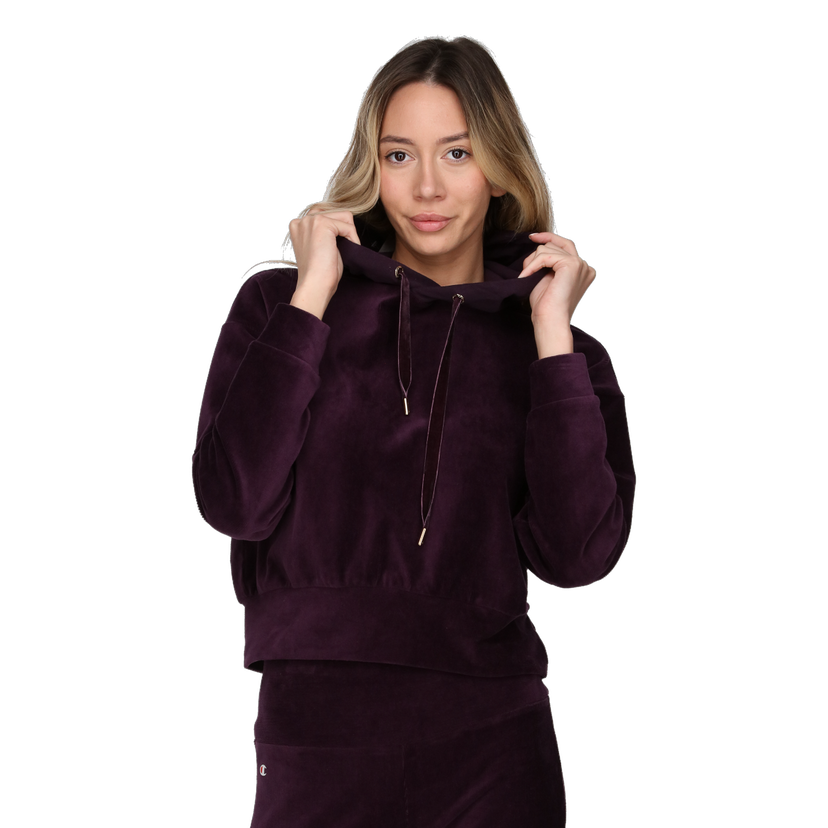 Mikina Champion VELOUR Cropped Hoodie Fialová | 117333-VS015
