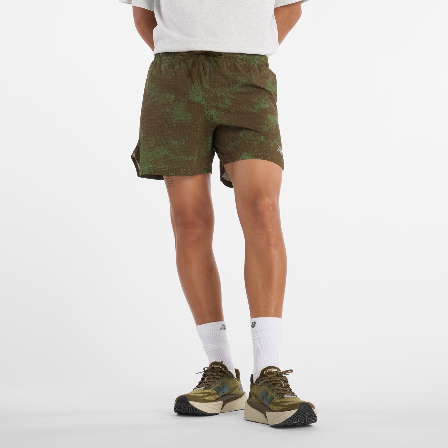 Šortky New Balance Patterned Performance Shorts Zelené | NBMS43285WDL, 0