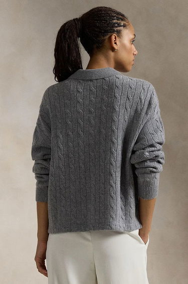 Sveter Polo by Ralph Lauren Cable-Knit Wool Cropped Sweater Šedá | 211910158, 1