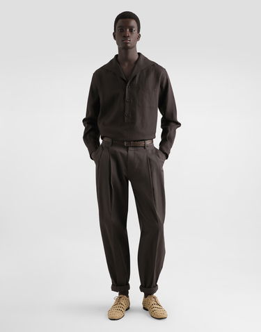 Košeľa Dolce & Gabbana Dolce & Gabbana Three-Button Linen Shirt Hnedá | G5ND3TFU4JBM3977, 1