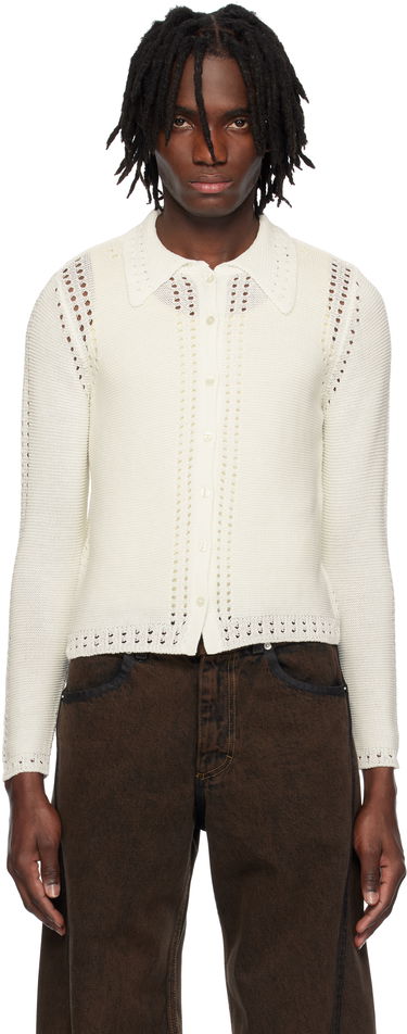 Sveter Eckhaus Latta Eckhaus Latta Sol Knit Cardigan Biela | 8103-EL-PS25-P - PAPER, 0