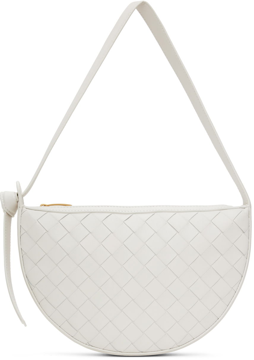 Taška cez rameno Bottega Veneta Mini Sunrise Woven Leather Shoulder Bag Biela | 763747 VCPP3, 0
