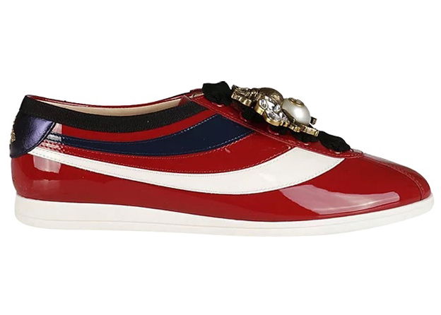 Tenisky a topánky Gucci Falacer Patent Leather Sneaker Red Vernice Crystal (Women's) Červená | 493692 BS7Y0 6473, 0