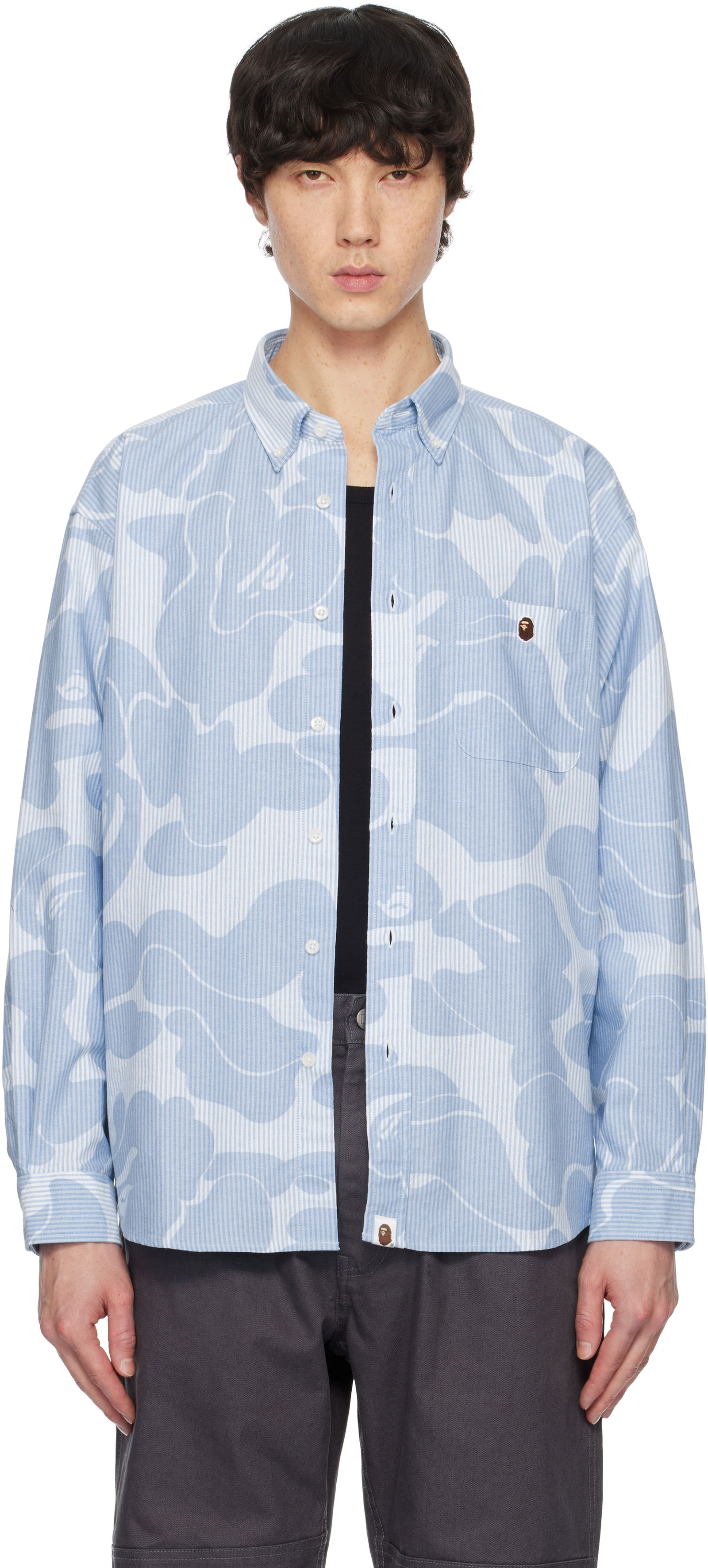 Solid Camo Stripe Relaxed Fit Shirt