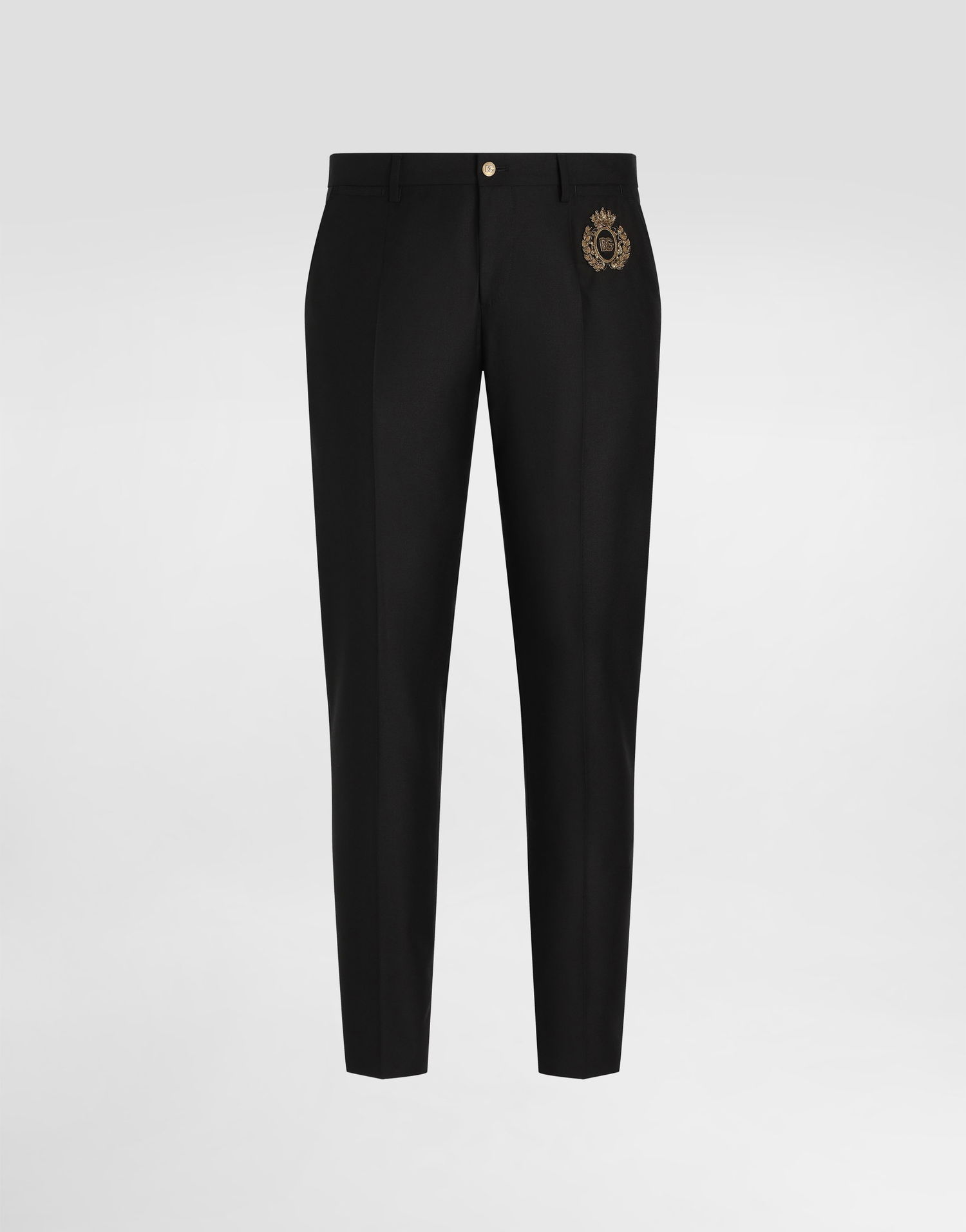 Nohavice Dolce & Gabbana Dolce & Gabbana Tailored Wool and Silk Dress Pants with Gold Crest Čierna | GY5UMZFU3H1N0000, 0