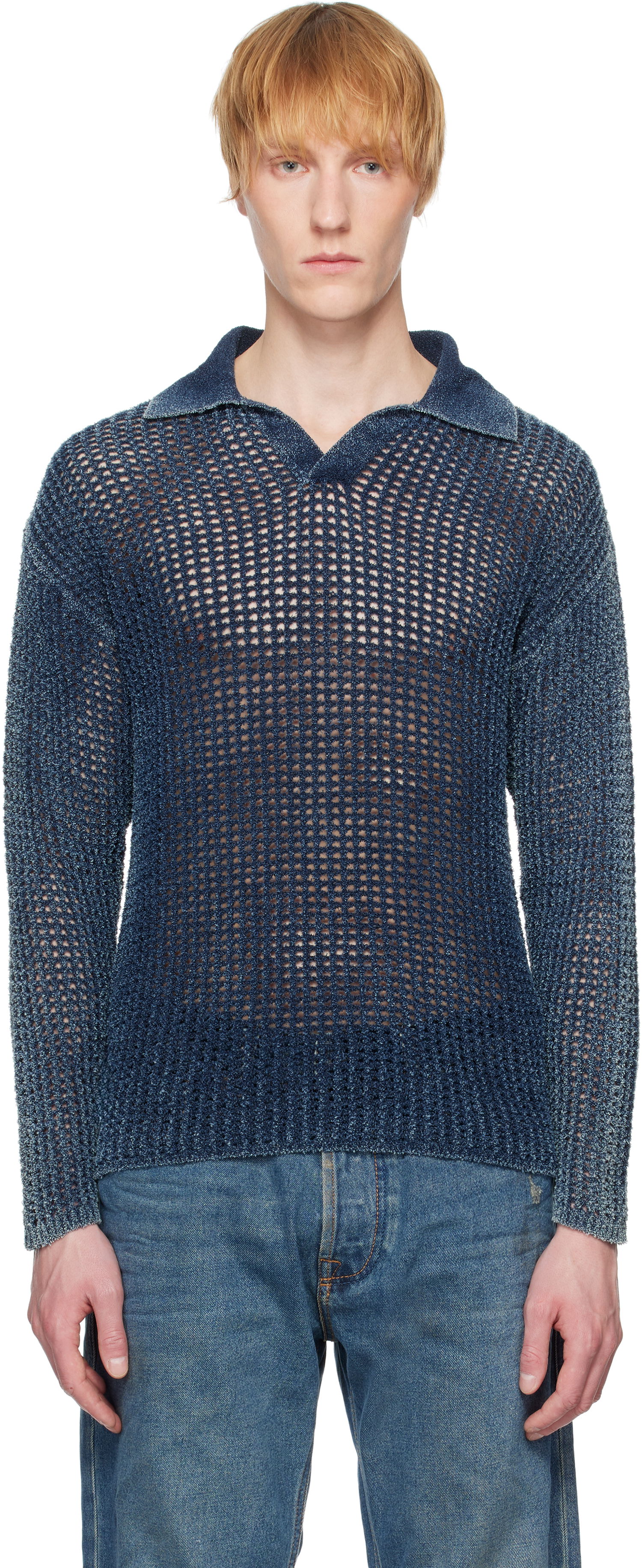 Sveter Diesel Diesel K-Squared Open Knit Polo Modrá | A17534-0CBDP-8AT, 0
