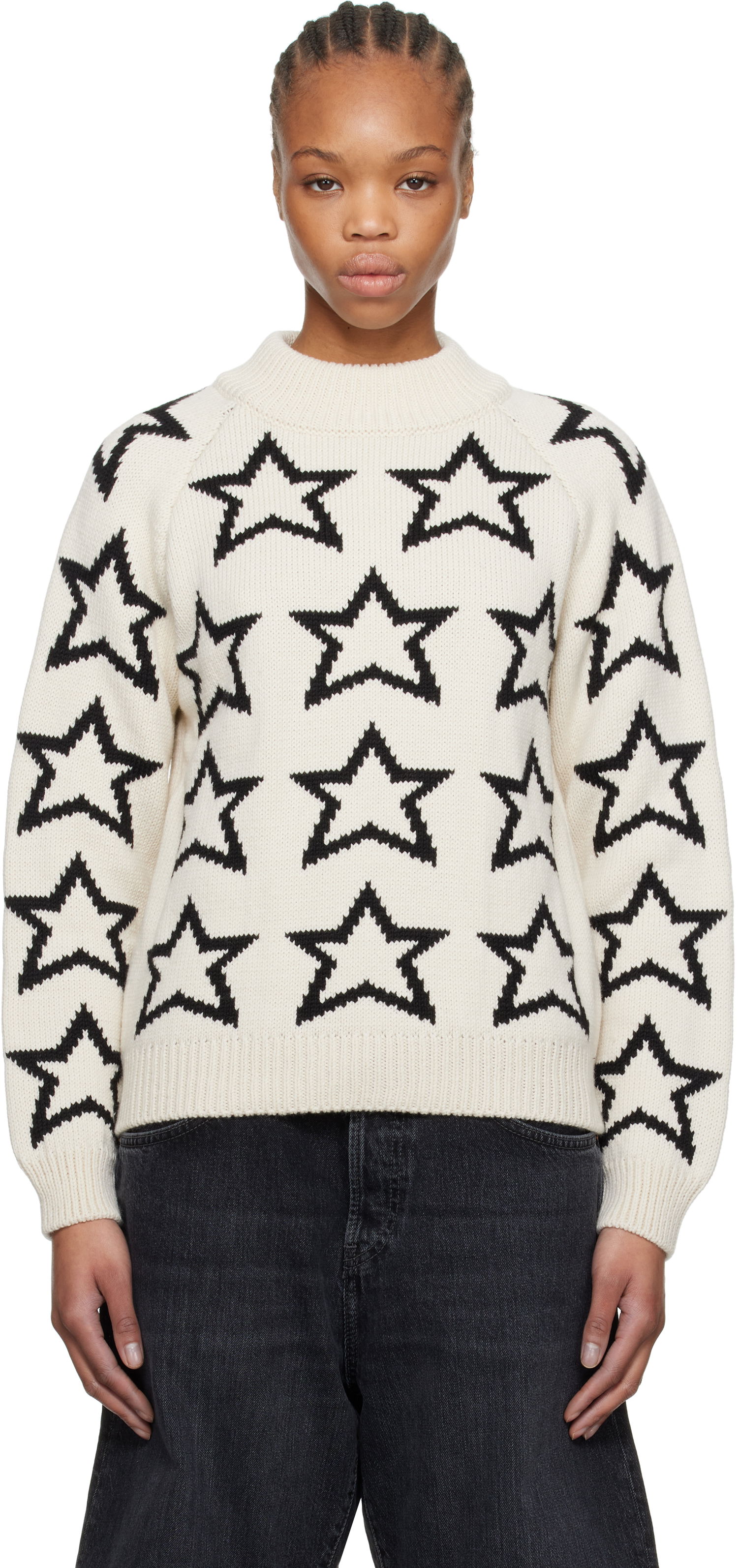 Sveter RE/DONE Re/Done Mock Neck Star Sweater Biela | 797-10WMSTPUL, 0