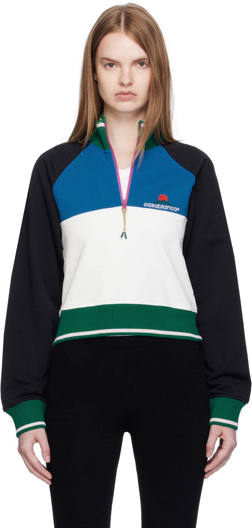 Mikina Casablanca Casablanca Colorblock Quarter-Zip Sweatshirt Rôznofarebný | WPF25-JTP-328-01