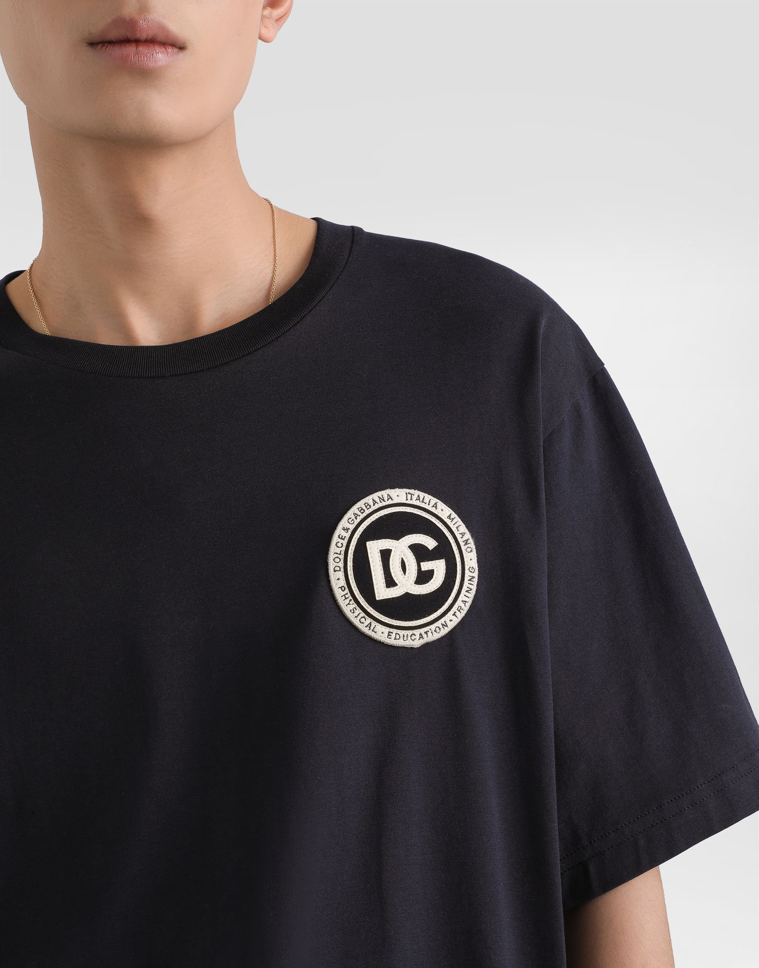 Tričko Dolce & Gabbana Cotton T-shirt With Patch 48 Navy | G8PN9ZG7PZFB0665, 1