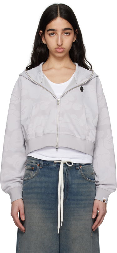 Mikina BAPE BAPE Jacquard One Point Cropped Zip Hoodie Šedá | 001ZPL302013L, 0