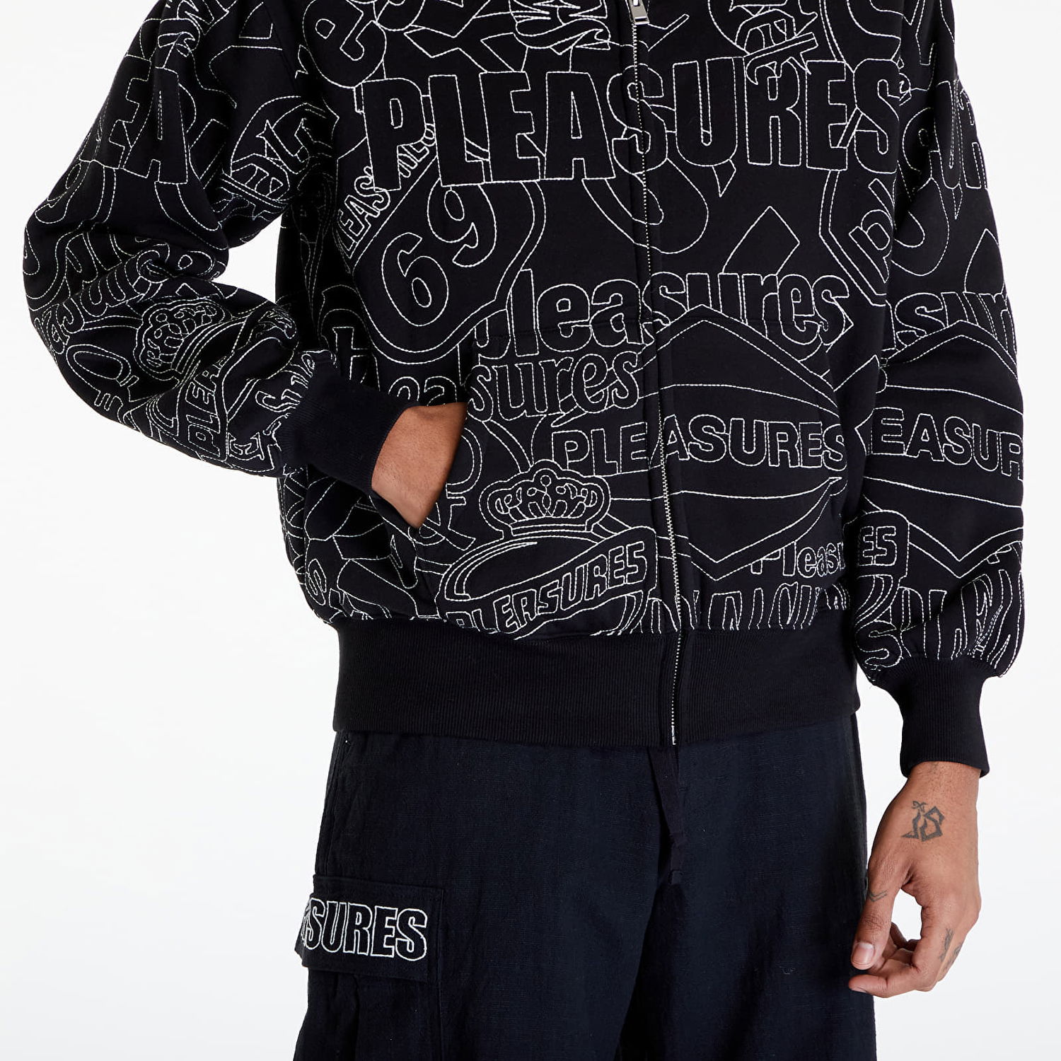 Mikina Pleasures Signal Zip Up Hoodie Čierna | P24SP015 BLACK, 1