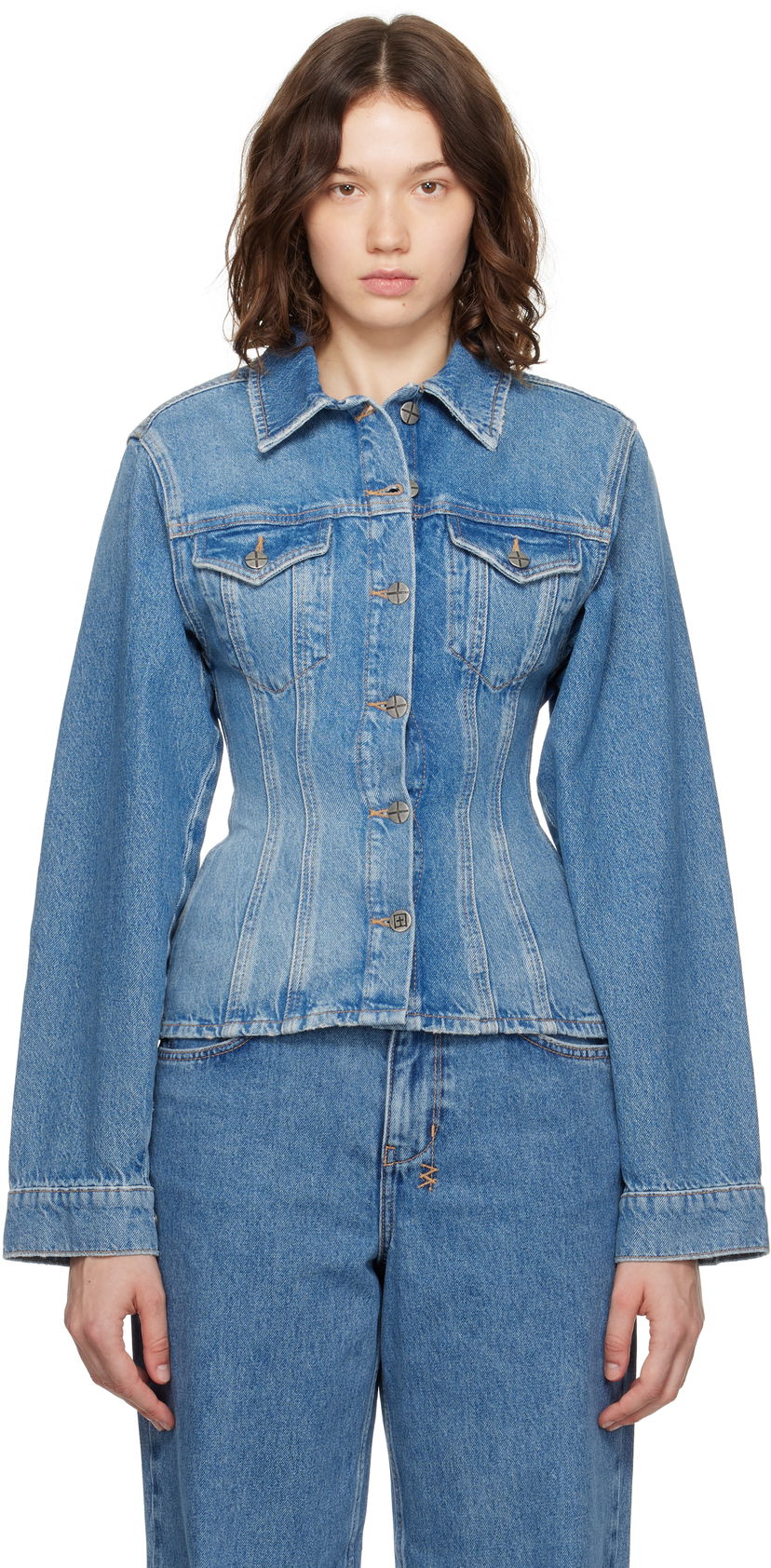 Bunda Ksubi Cinched Crop Tru Vintage Denim Jacket Modrá | WPF25JK005