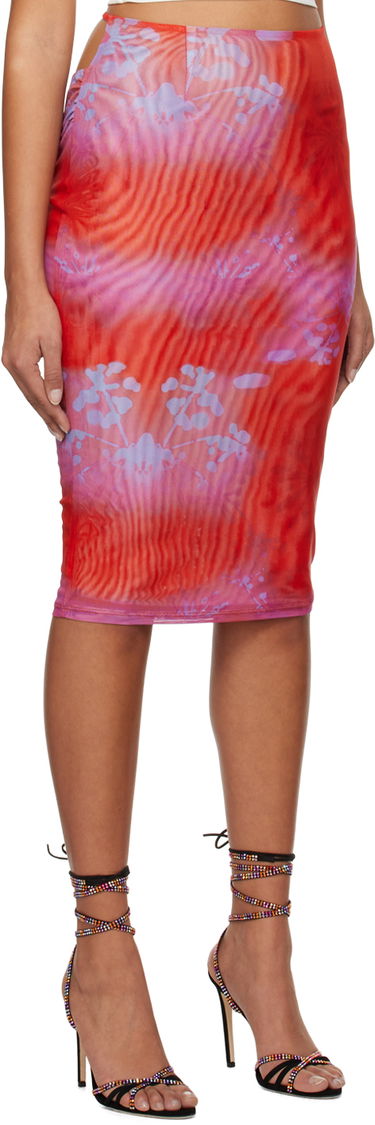 Sukňa Miaou Miaou Verona Printed Mesh Midi Skirt Červená | 4027PM2RGM, 1