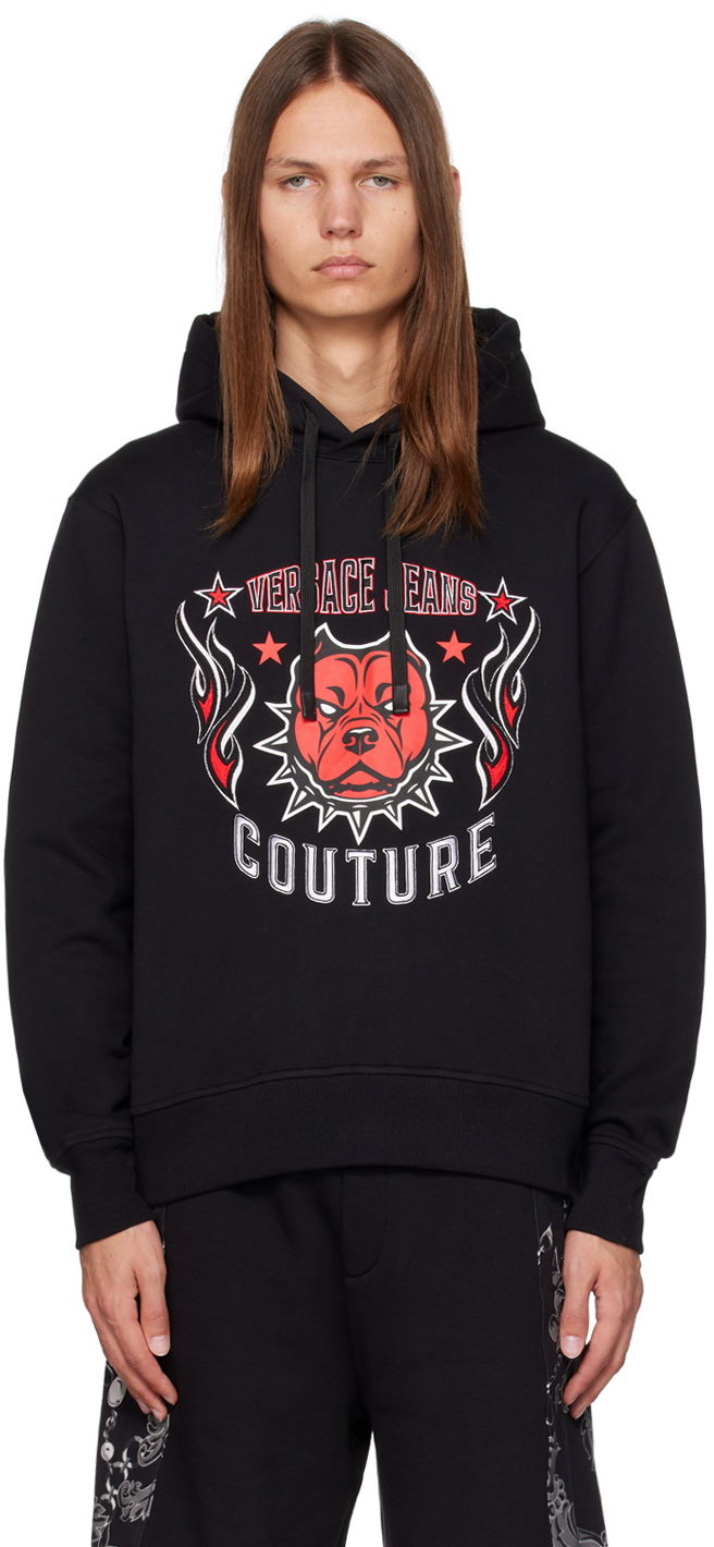 Mikina Versace Jeans Couture Embroidered Hoodie Čierna | E75GAIE03_ECF02E, 0