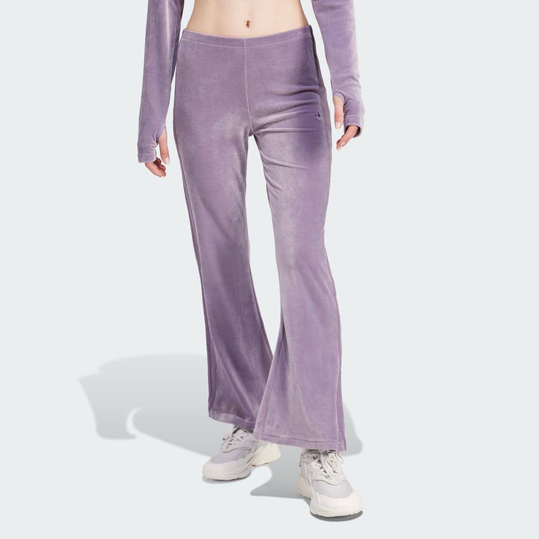 Nohavice adidas Originals Crushed Velvet Flared Pants Fialová | IS4639, 0