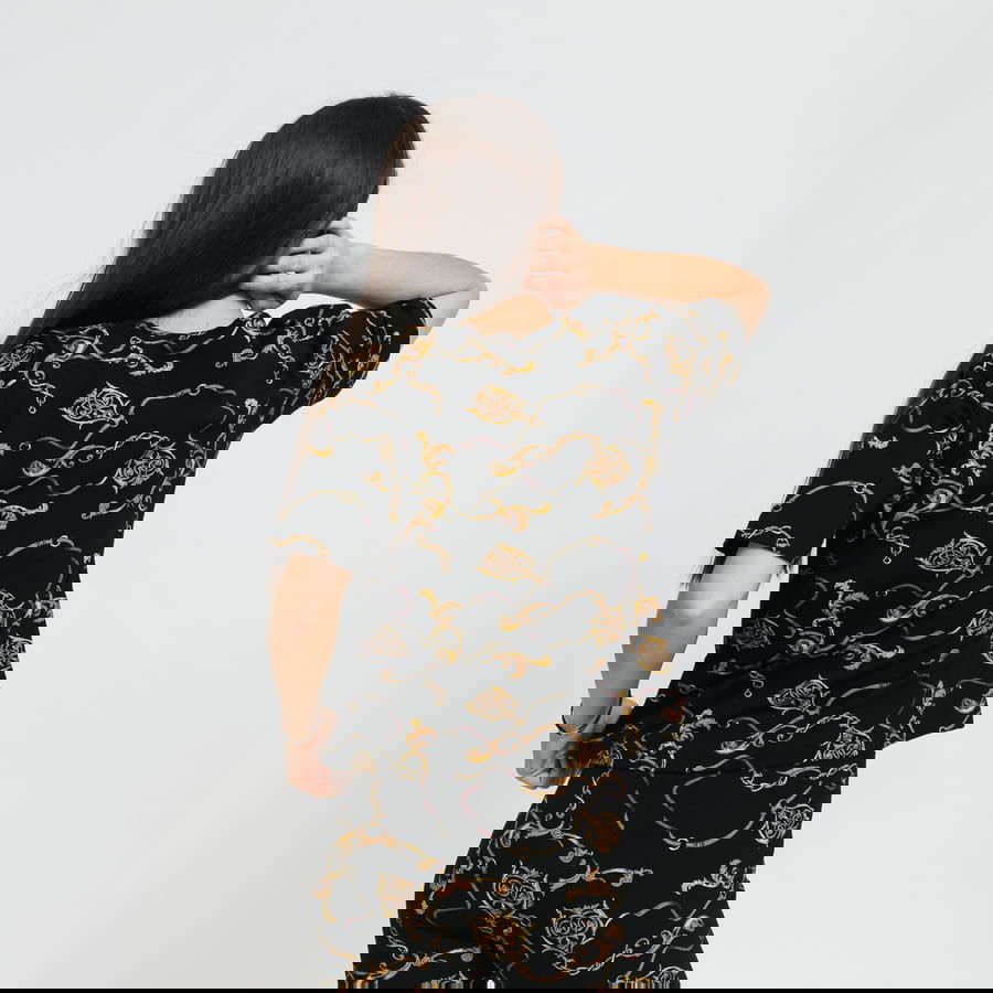 Tričko Urban Classics AOP Luxury Print Short Oversized Tee Čierna | TB3219 black, 1