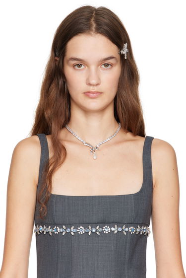 Náhrdelník SHUSHU/TONG SHUSHU/TONG YVMIN Edition Teardrop Zircon Feather Necklace Metalická | 24813SLV00NN, 1