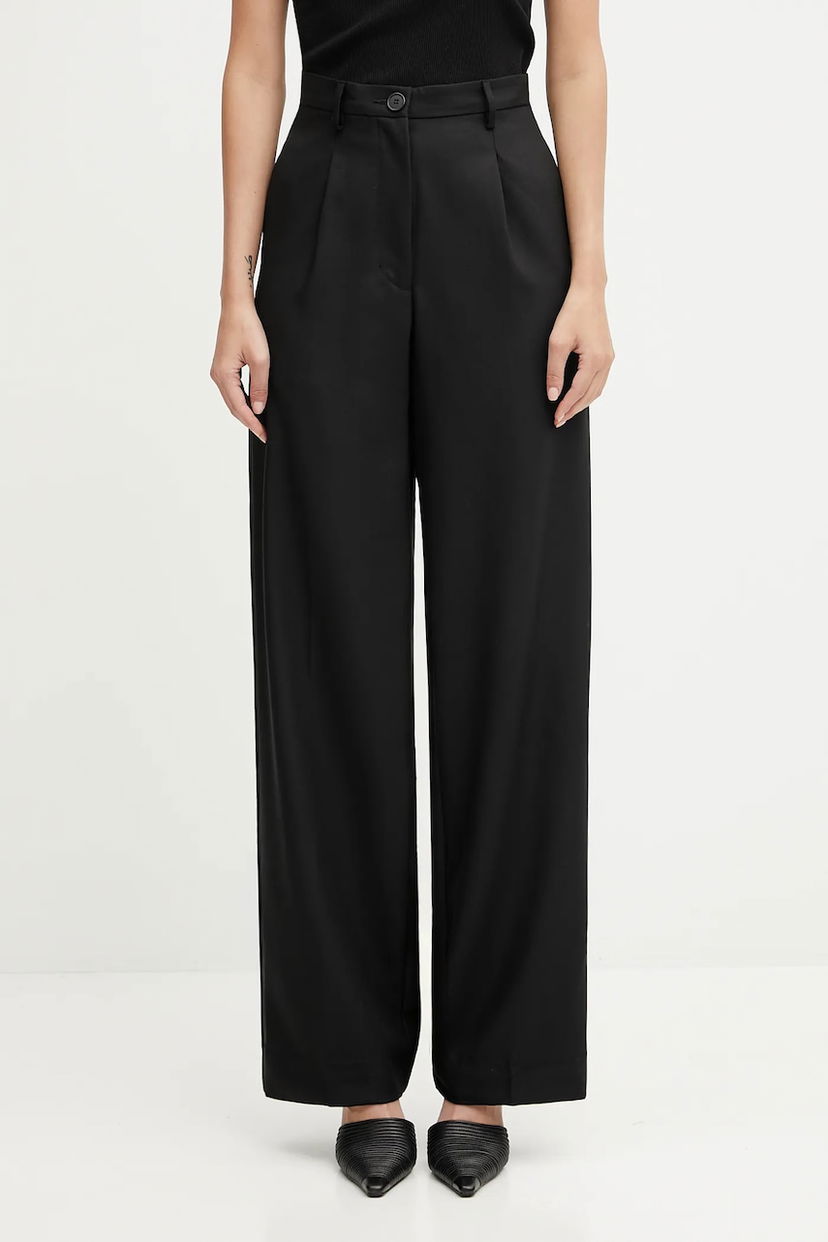Nohavice Fiorucci Fiorucci Wide Leg Tailored Wool High Waist Pants Čierna | W02FPBPA464WO01BK01