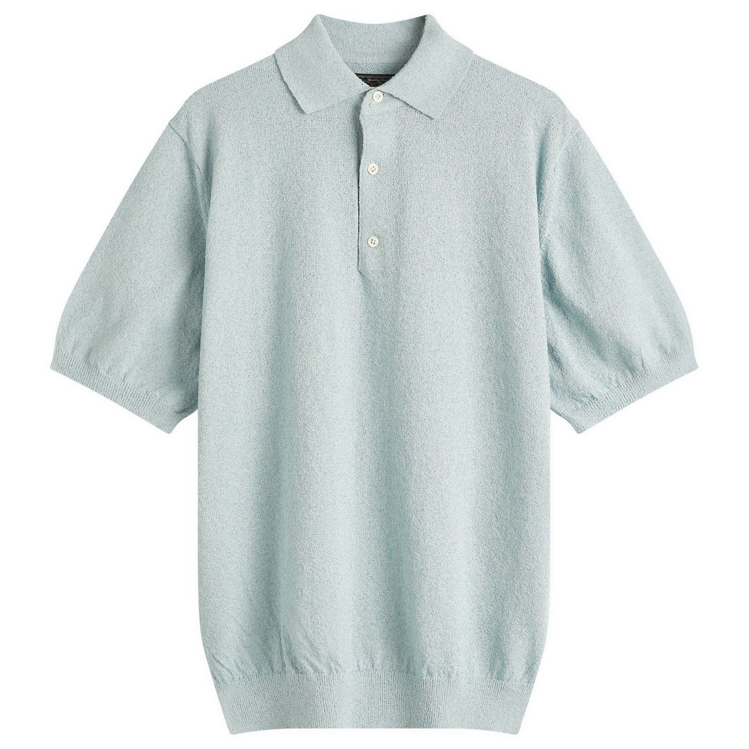 Polo tričko BEAMS Beams Plus Boucle Knit Polo Shirt, Size Large Modrá | 3802-0051-156-70, 0