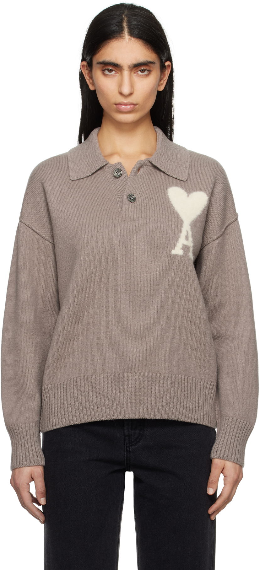 Polo tričko AMI Wool Ami de Coeur Polo Béžová | UPL390.KN0090