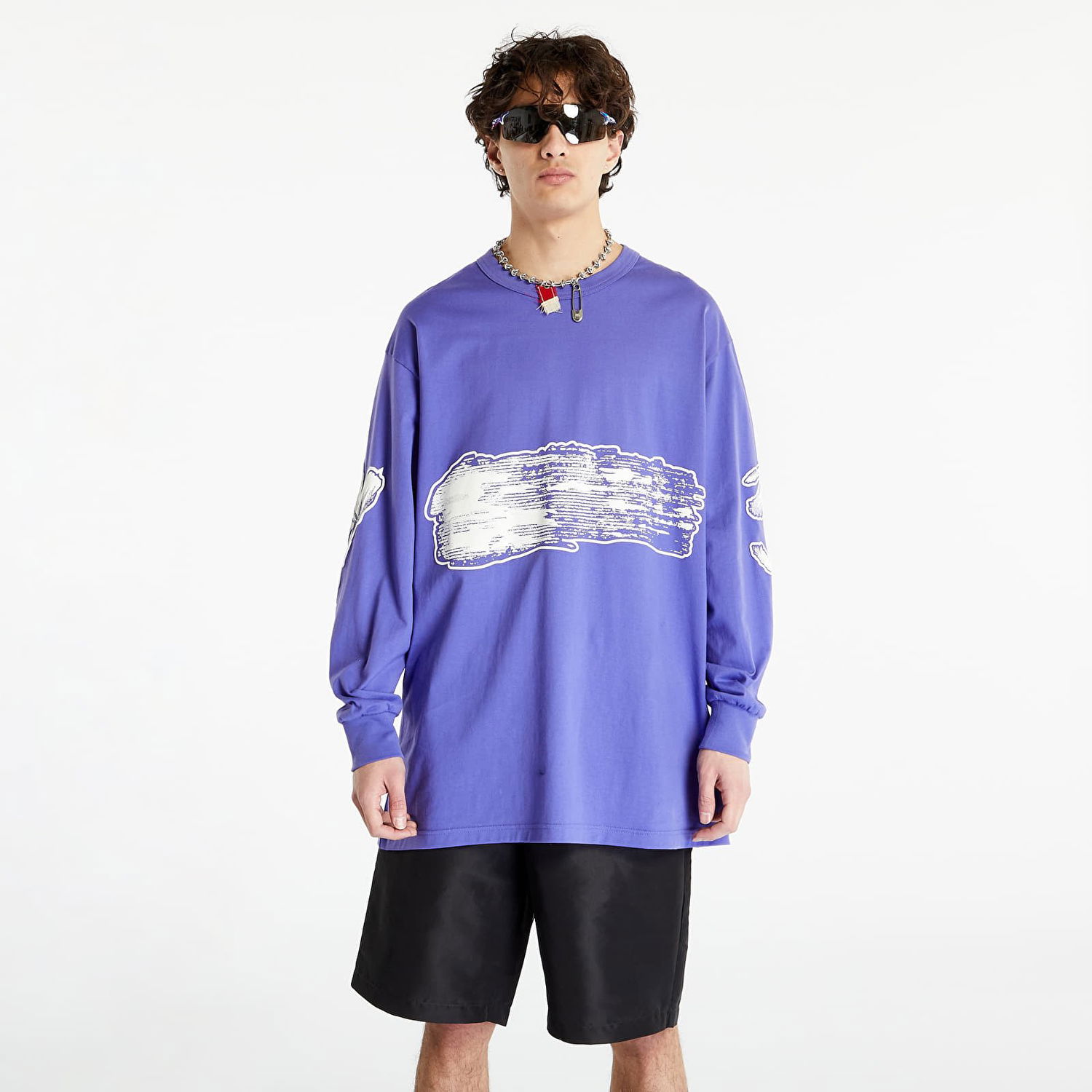 Tričko Y-3 Graphic Logo Long Sleeve Tee Fialová | IA3113, 1