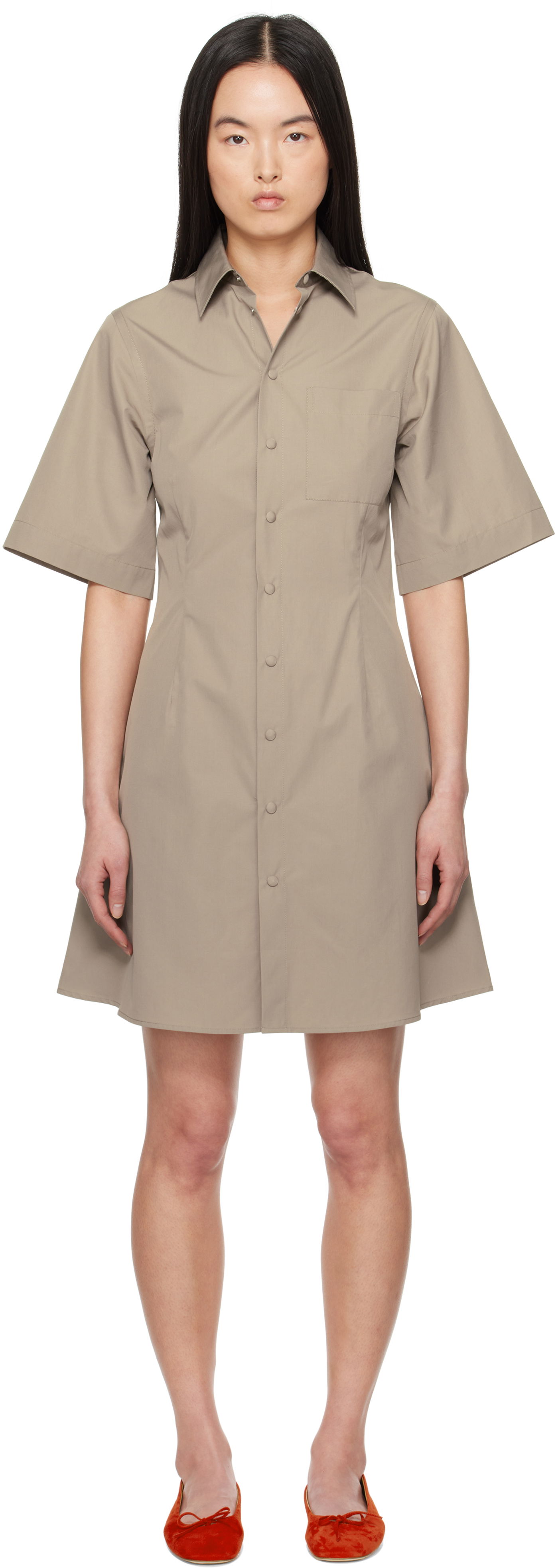 Šaty AMI AMI Paris Short Sleeve Shirt Minidress Béžová | FDR162.CO0076, 0