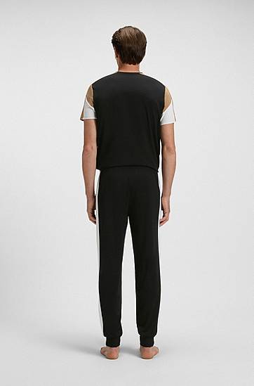 Tepláky BOSS Cotton-blend lounge joggers with contrast panels Rôznofarebný | 50550492, 1