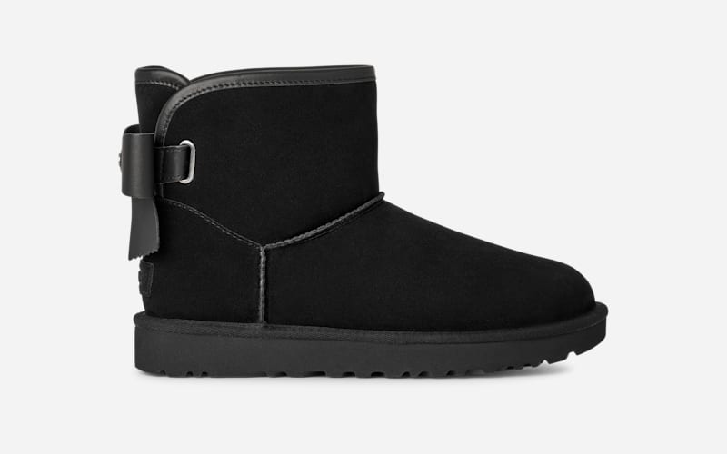 Tenisky a topánky UGG Classic Ultra Mini Bailey Leather Bow Boot Čierna | 1174494-BLK